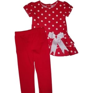 Kidgets 2 Piece Top & Bottoms Red|White Set Baby Girls 18 Months